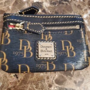 Dooney & Bourke Navy and Gold Logo Coin Pouch